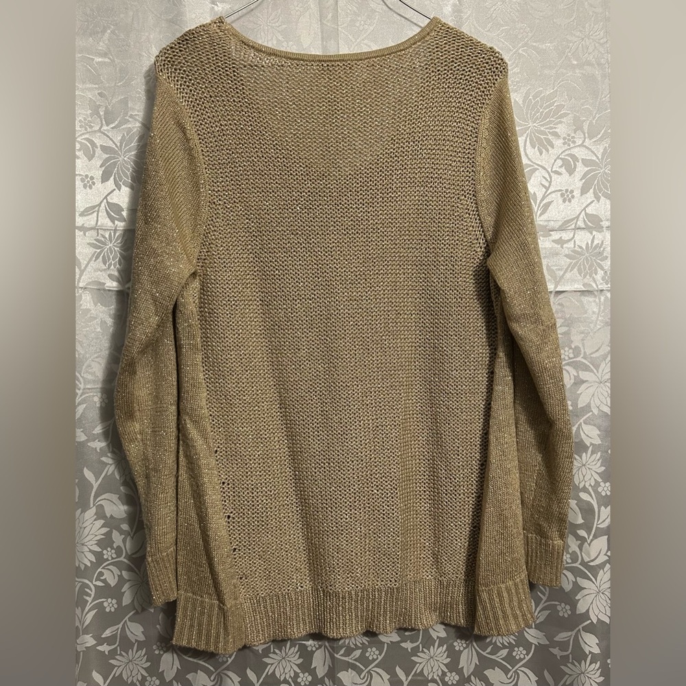 Chico’s Gold Metallic Knit Sweater - Size 2 - Picture 5 of 7